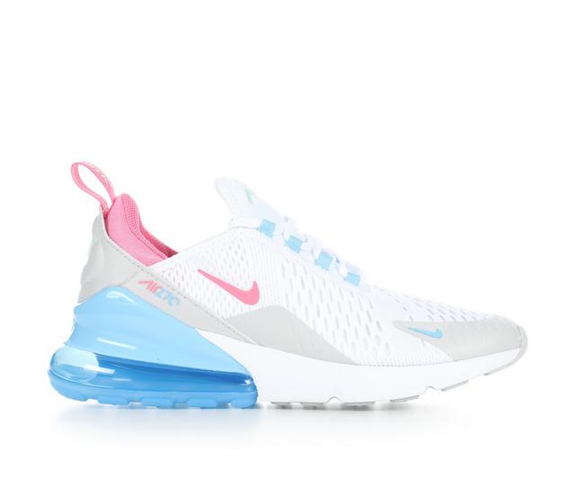 Kids' Nike Big Kid Air Max 270 Running Shoes in Wht/Pink/Blue color