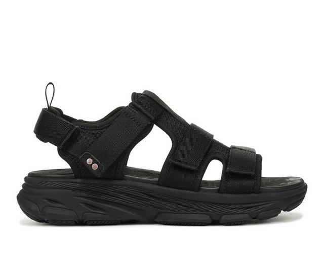 Women's Ryka Devotion Max T Strap Sandals in Black color