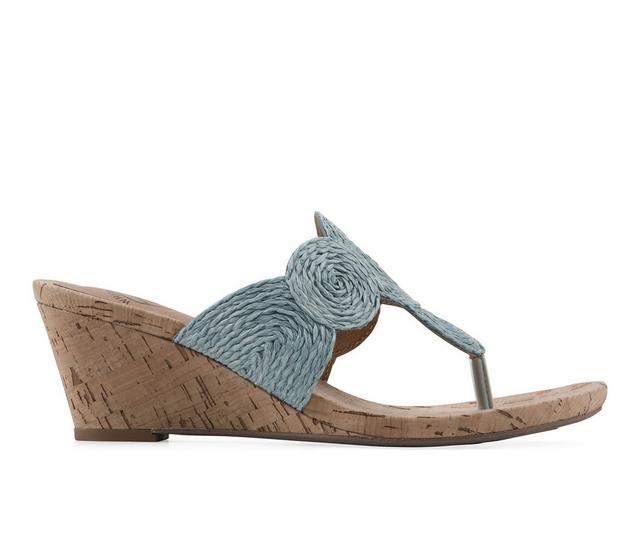 Women's White Mountain Affogato Wedge Sandals in Sky Blue Smooth color