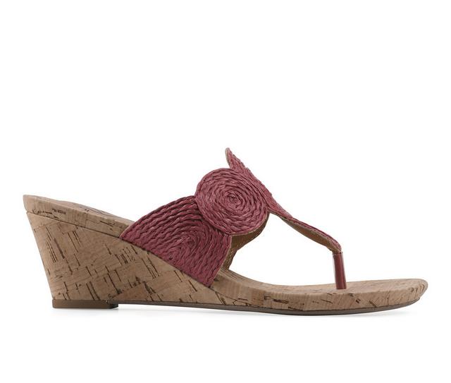 Women's White Mountain Affogato Wedge Sandals in Rasberry color