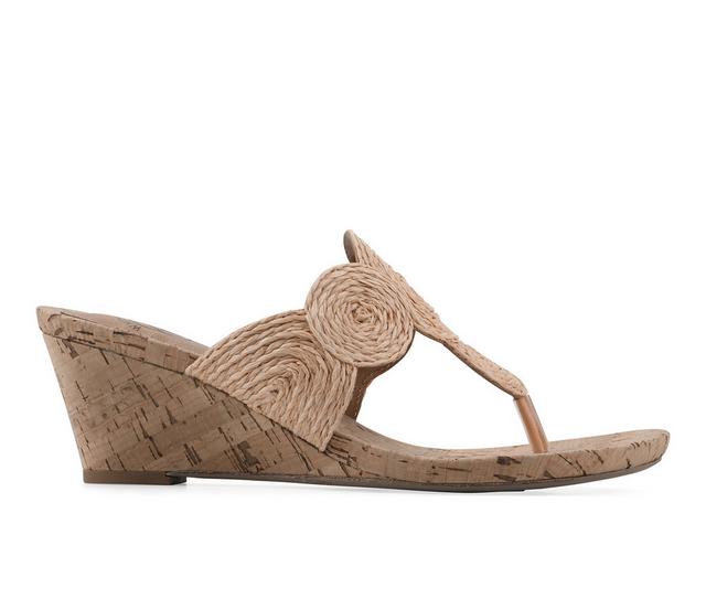 Women's White Mountain Affogato Wedge Sandals in Apricot Nector color