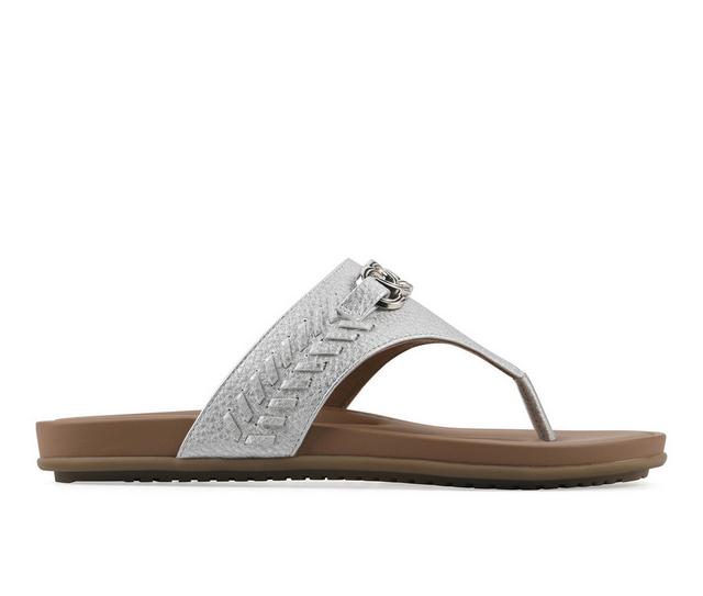 Women's White Mountain Aladdin Flip-Flops in Silver color