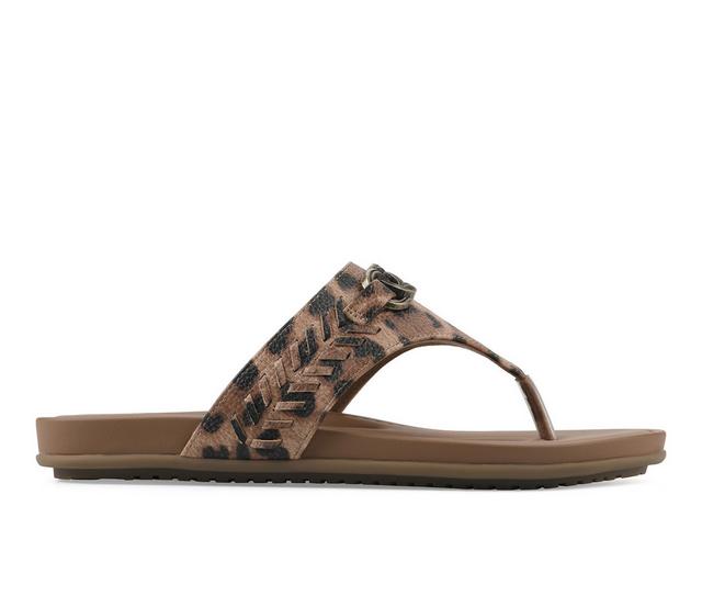 Women's White Mountain Aladdin Flip-Flops in Tan Leopard color