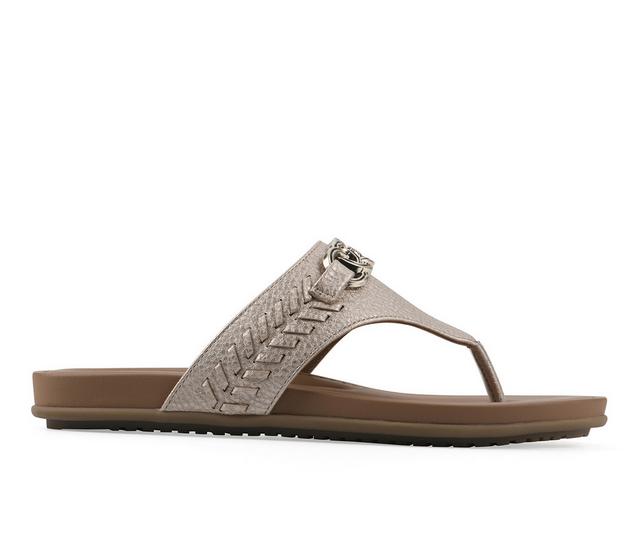 Women's White Mountain Aladdin Flip-Flops in Gold color