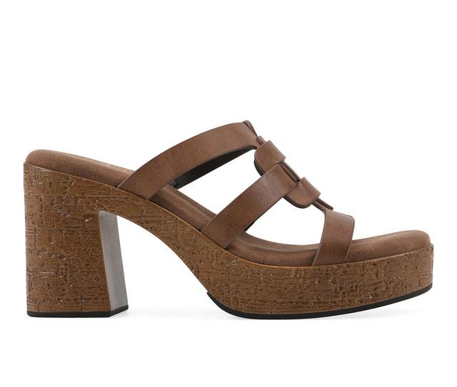 Women's White Mountain Barillo Platform Sandals in Dark Tan color