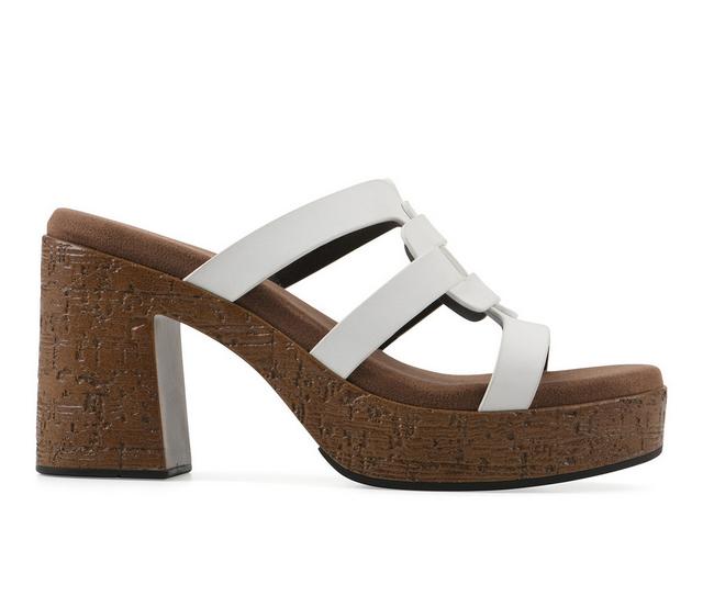 Women's White Mountain Barillo Platform Sandals in White color