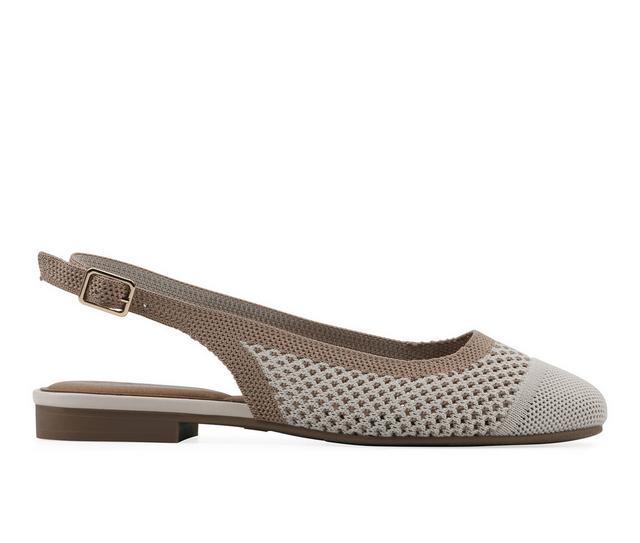 Women's White Mountain Bonie Flats in Cream W/ Tan color