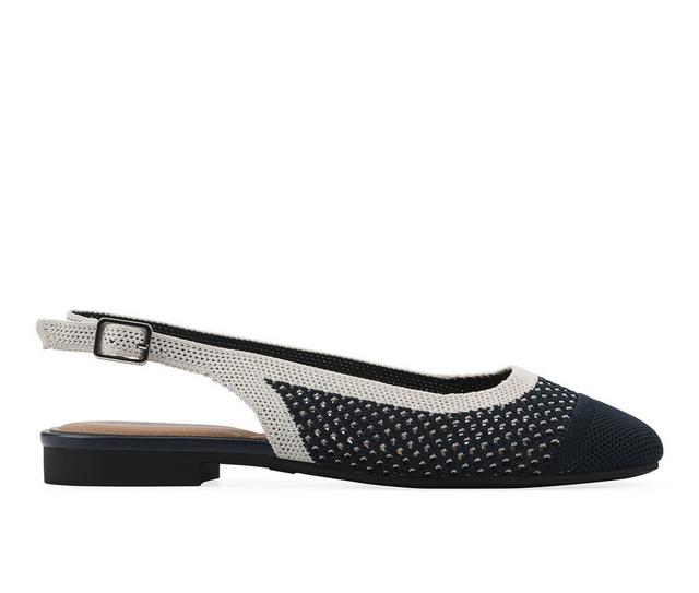 Women's White Mountain Bonie Flats in Navy W/ Cream color