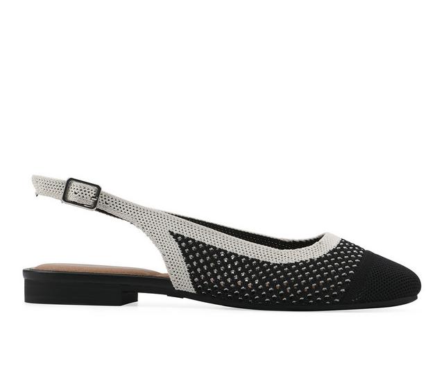 Women's White Mountain Bonie Flats in Black/Cream color