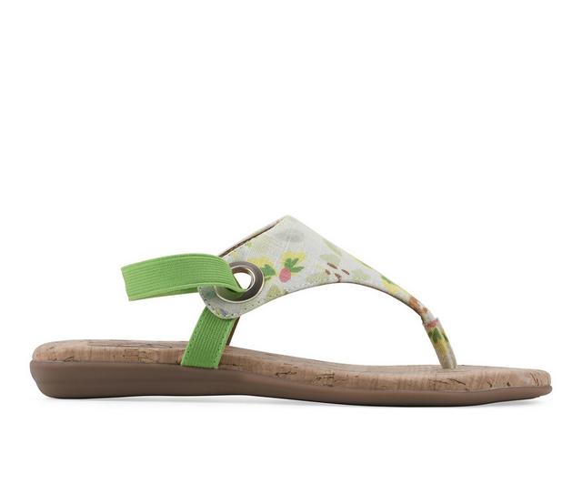 Women's White Mountain Lifeway Flip-Flops in Green Floral color