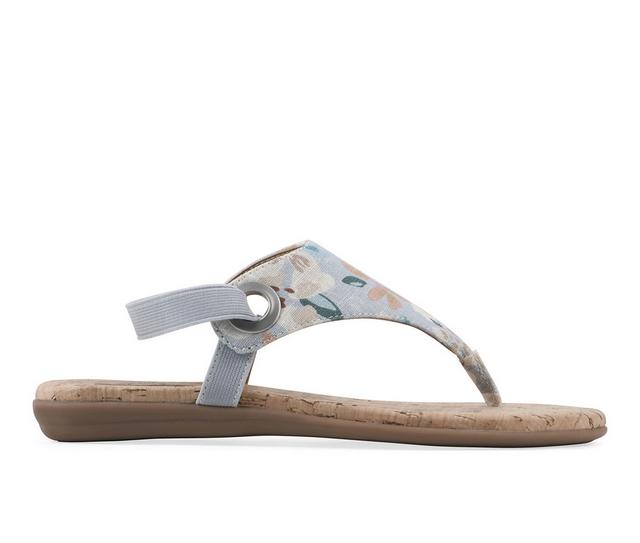 Women's White Mountain Lifeway Flip-Flops in Blue Floral color