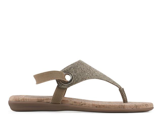 Women's White Mountain Lifeway Flip-Flops in Gold Glitter color