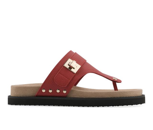 Women's White Mountain Malabar Footbed Sandals in Red color