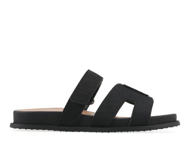 Women's White Mountain Mazi Footbed Sandals in Black color