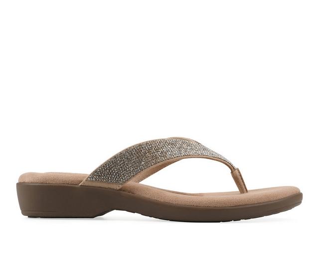 Women's Cliffs by White Mountain Becharm Flip-Flops in Gold Metallic color