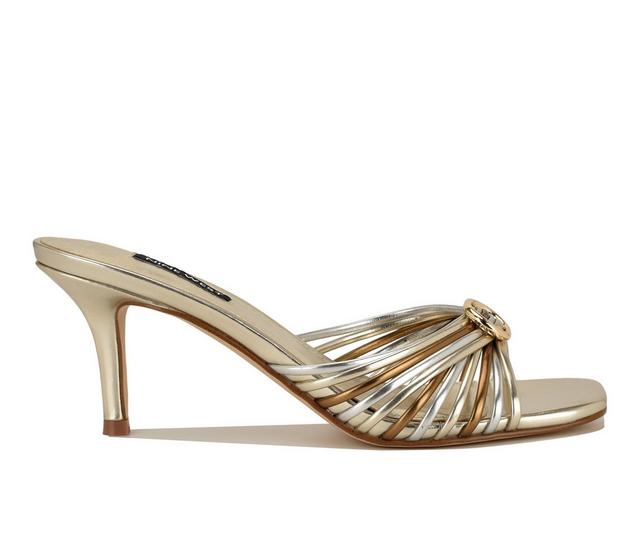 Women's Nine West Dumel Heeled Sandals in Gold Multi color