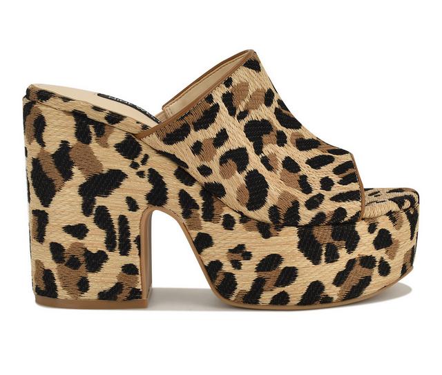 Women's Nine West Olley Platform Sandals in Leopard Raffia color