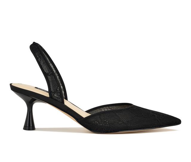 Women's Nine West Rizze Heeled Sandals in Black Lace color