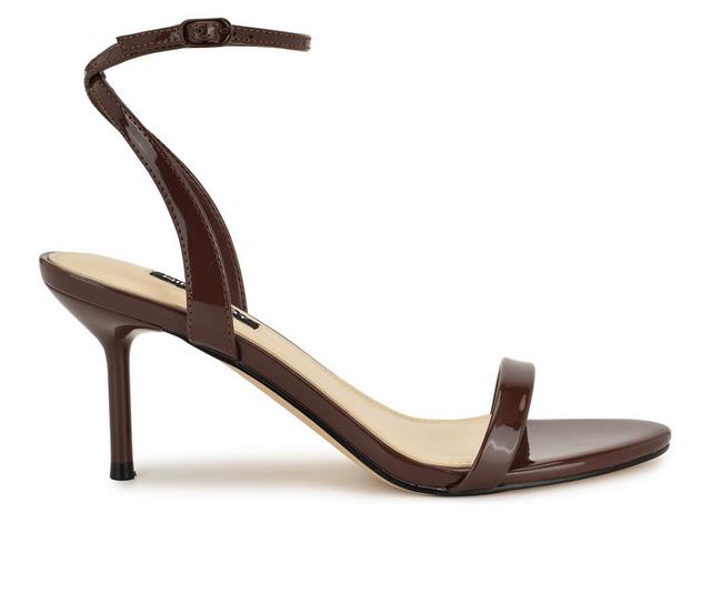 Women's Nine West Waltz Dress Sandals in Brown Patent color