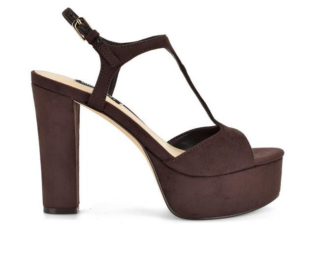 Women's Nine West Naini Dress Sandals in Dark Brown color