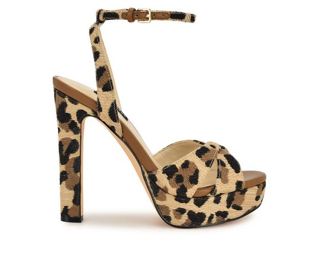 Women's Nine West Wilda Dress Sandals in Leopard Raffia color