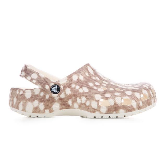 Women's Crocs Classic Pop Animal Clog in Carob color