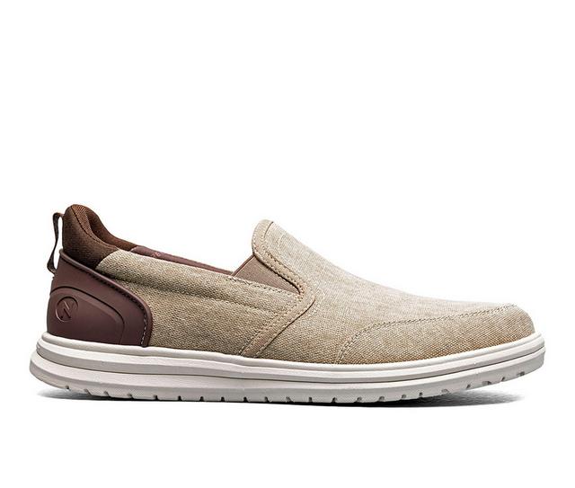 Men's Nunn Bush Brew City Canvas EZ Moc Toe Slip On Slip-On Shoes in Stone Multi color