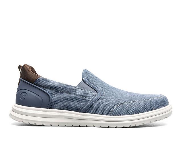 Men's Nunn Bush Brew City Canvas EZ Moc Toe Slip On Slip-On Shoes in Navy Multi color