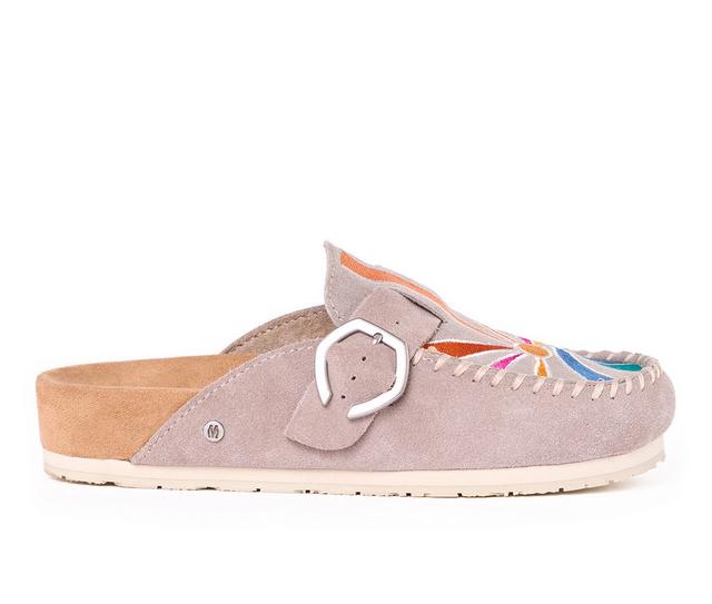 Women's Minnetonka Buckle Clog Clogs in Taupe Sunset color