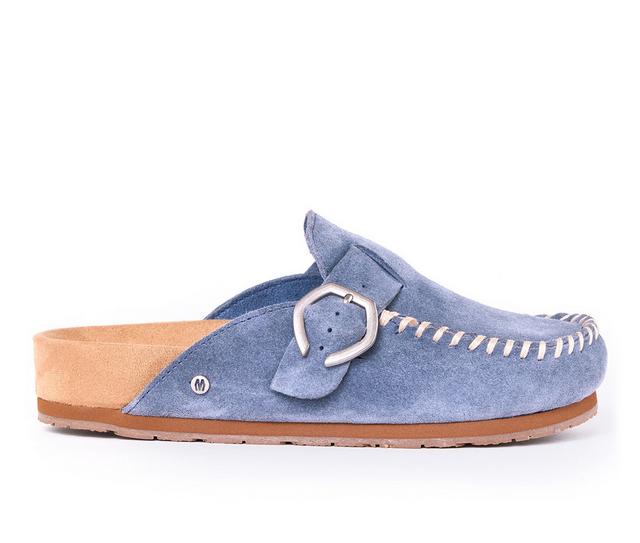 Women's Minnetonka Buckle Clog Clogs in Vintage Blue color