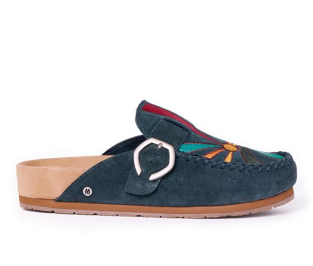 Women's Minnetonka Buckle Clog Clogs in Teal Sunset color