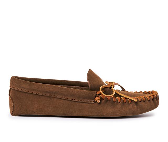 Men's Minnetonka Leather Laced Softsole Moccasin in Autumn Brown color