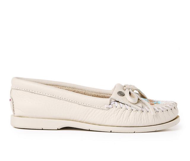 Women's Minnetonka Nizhoni Moc Loafers in Off White Cloud color