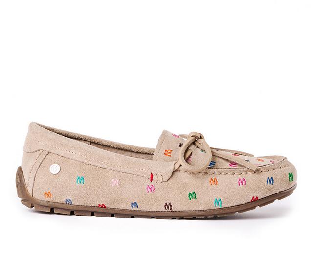Women's Minnetonka Women's Loafer Moc Loafers in Sand Embroidery color