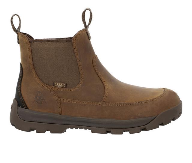 Men's Rocky Backlands Rain Boots in Brown Leather color