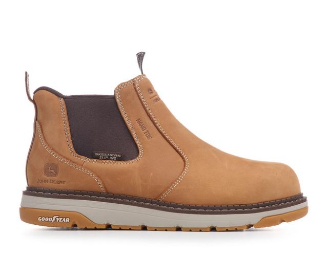 Men's John Deere by Skechers 256216 CARBON NANO CHELSEA Work Boots in Brown color