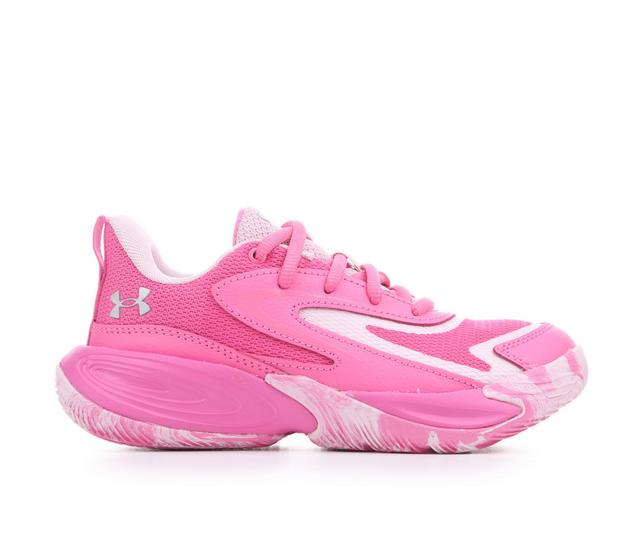 Girls' Under Armour Big Kid Charged+ Assert 11 Running Shoes in Gry/Pink/Frenzy color