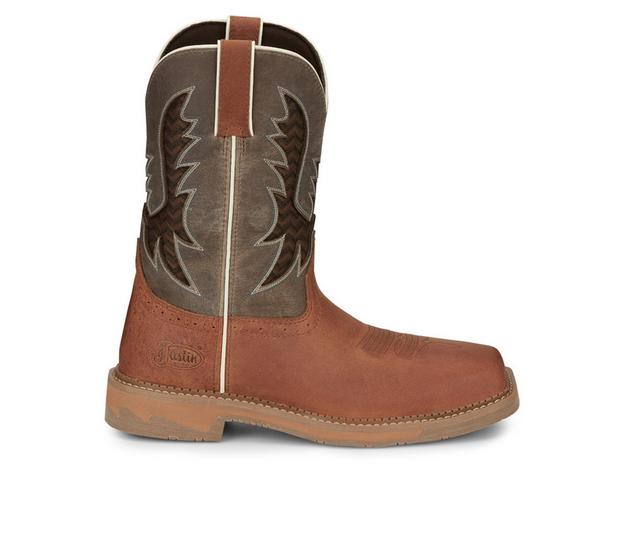 Men's Justin Boots Bolt Soft Toe Cowboy Boots in Brown/Grey color