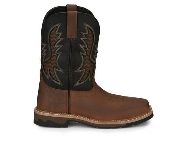 Men's Justin Boots Bolt Soft Toe Cowboy Boots in Brown/Black color