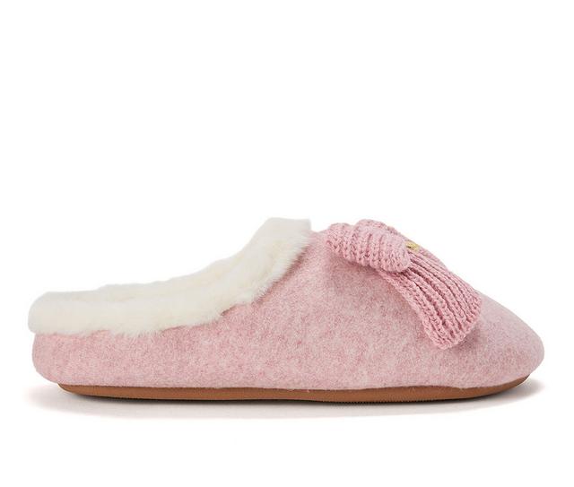 Dearfoams Women's Josie Knit Bow Slippers in Pale Mauve color