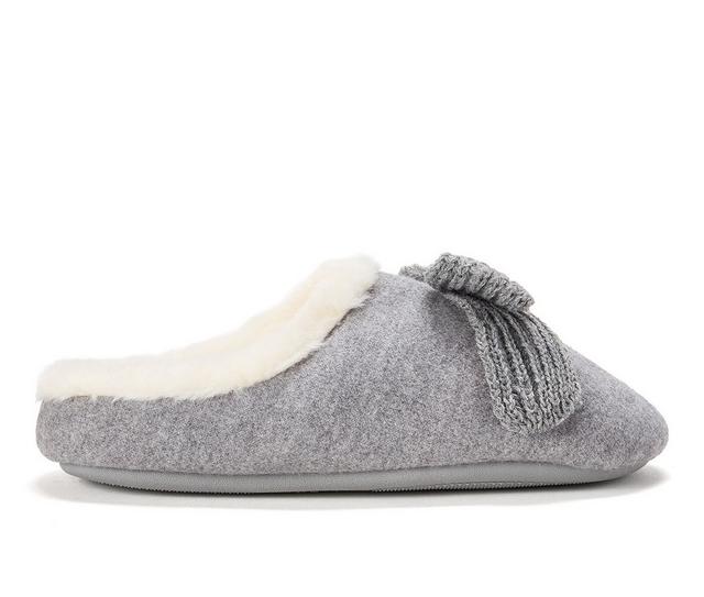 Dearfoams Women's Josie Knit Bow Slippers in Heather Grey color