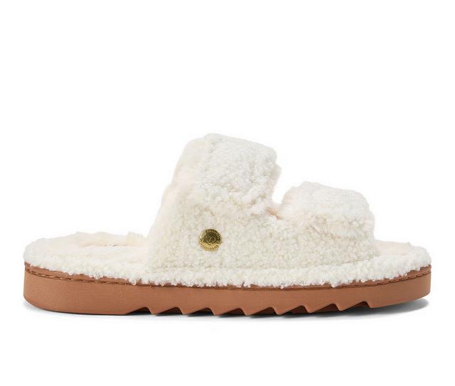Dearfoams Women's Regina Teddy Slide Slippers in Muslin color