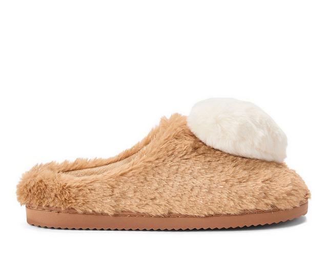 Dearfoams Women's Rosie Furry Icon Slippers in Latte color