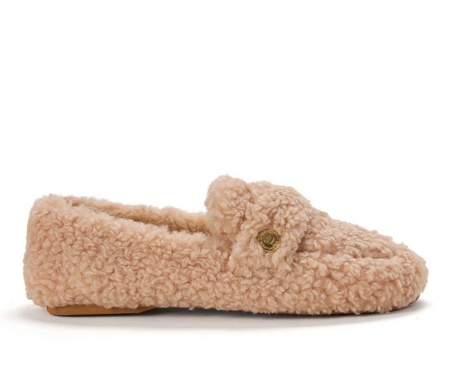 Dearfoams Women's Madelin Luxe Loafer Slippers in Latte color