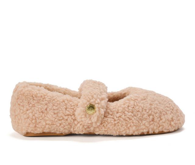 Dearfoams Women's Maryanne Luxe Teddy Slippers in Latte color