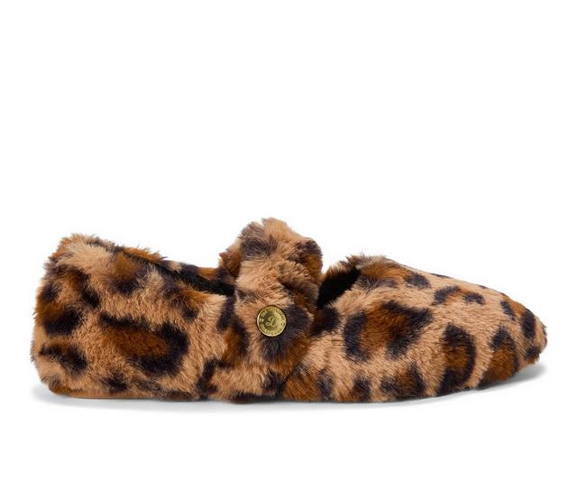 Dearfoams Women's Maryanne Luxe Teddy Slippers in Leopard color