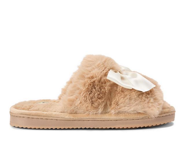 Dearfoams Women's Bianca Pile Slide Slippers in Latte color