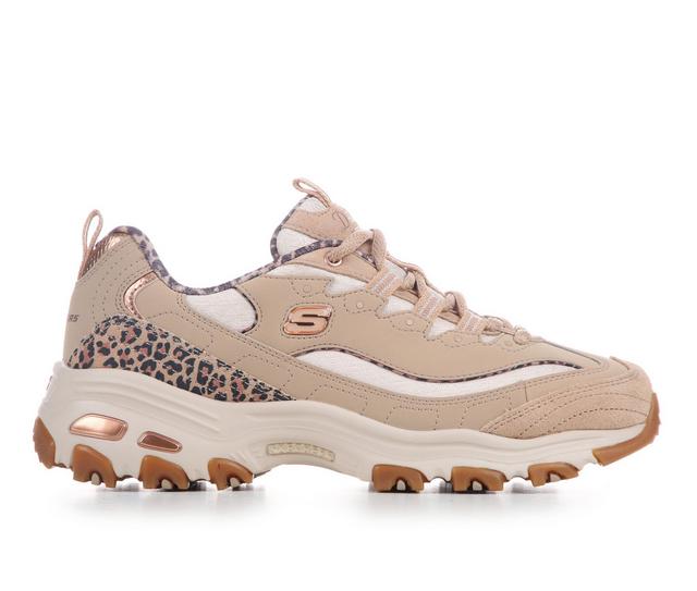 Women's Skechers 150877 Dlites Sneakers in Taupe Leopard color