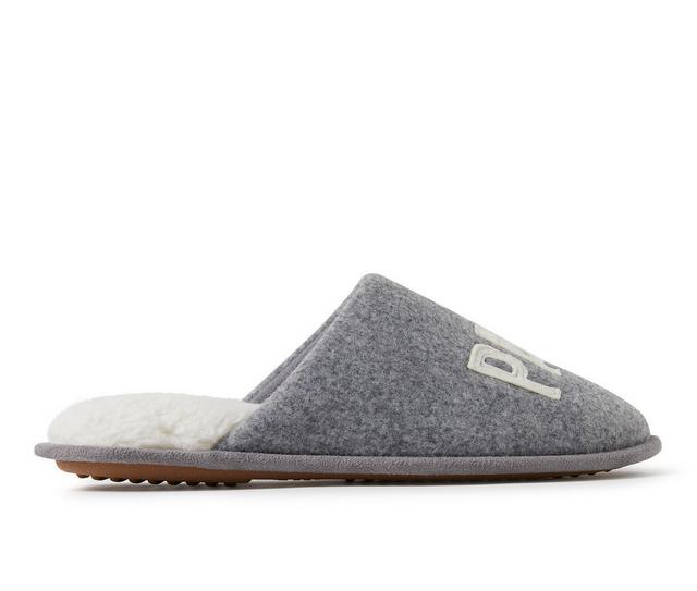 Dearfoams Men's Papa Bear Teddy Scuff Slippers in Heather Grey color