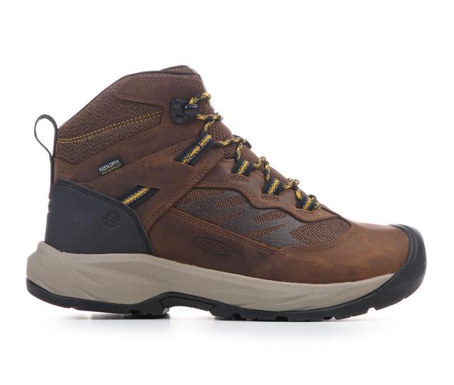 Men's KEEN Utility Highframe Mid Waterproof Soft Toe Work Boots in Dark Earth/Blac color